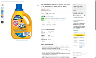Detergente Arm & Hammer con OxiClean 4.5L por $153 | Amazon