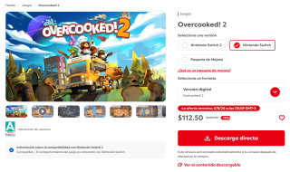 Overcooked! 2 por $113 | Oferta Nintendo eShop