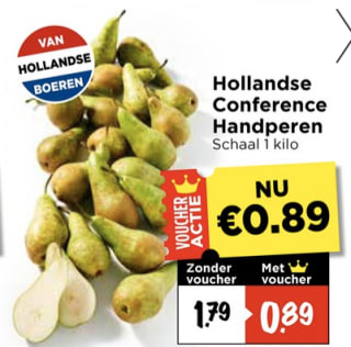 Peren (1 kg) voor €0,89 bij Vomar