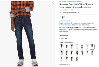 Amazon Essentials Slim-fit jeans voor €13,84