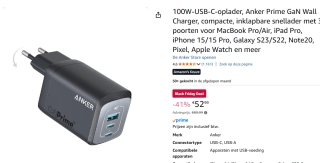 Anker Prime GaN Wall Charger voor €52,99 bij Amazon