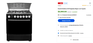 Estufa Koblenz 30 Pulgadas Negro por $6,990 | Walmart