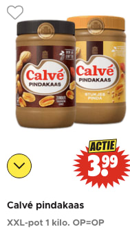 Calvé Pindakaas 1 kg voor €3,99 bij Dirk