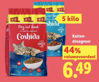 Katten droogvoer (5 kg) voor €6,49 bij Lidl