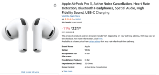 Apple AirPods Pro 3 voor €Apple AirPods Pro 3 bij Amazon