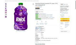 Pinol Lavanda 3.75L por $68 | Amazon