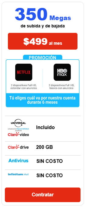 Paquete Telmex 350 megas por $499 en Telmex