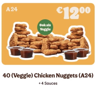 40 (Veggie) Chicken Nuggets + 4 Sauzen voor €12 bij Burger King