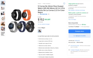 Correas 22mm Huawei Watch 5 unidades por $152 | Mercado Libre