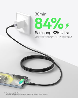 INIU USB-C naar USB-C-kabel (100 W, 2 m) voor €4,35 bij Amazon Belgie