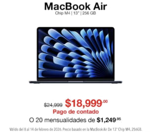 MacBook Air 13" M4 16GB 256GB por $18,999 | iShop & MacStore