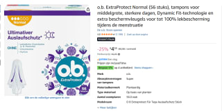 O.b. ExtraProtect Tampons, 56 st. voor €4,55 bij Amazon