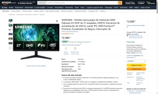 Monitor Samsung Odyssey G5 27" QHD por $3,587 | Oferta Amazon