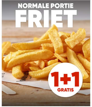 1+1 gratis op normale portie friet bij Kwalitaria