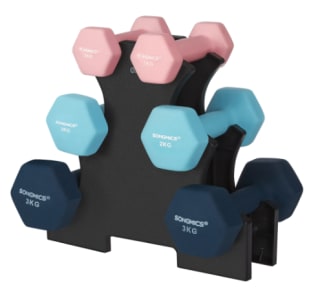 SONGMICS Juego de mancuernas, 3 pares, 2 x 1 kg, 2 x 2 kg, 2 x 3 kg por 21.96€