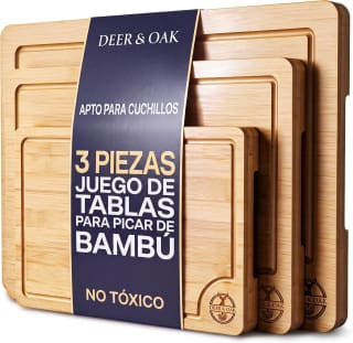 Set 3 Tablas de Cortar Bambú 33x24, 28x20 y 22x15 cm por 17.99€