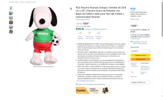 Peluche Snoopy Fútbol RUZ 50.8 cm por $399 | Oferta Amazon