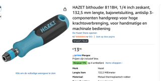 Hazet 811BHK Bitschroevendraaier voor €13,95 bij Amazon