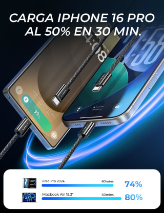 LISEN Cable USB C 60W (2m, 2 unidades) por $89 en Amazon