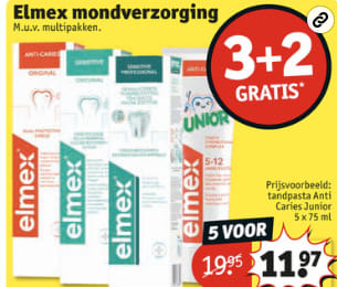 3+2 gratis op alle Elmex mondverzorging bij Kruidvat