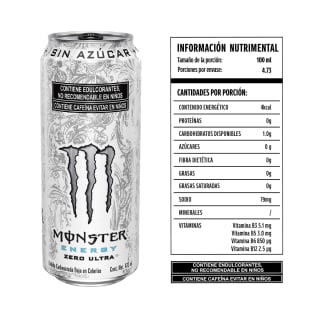 Bebida energética Monster Zero Ultra (473ml) por $26 en Chedraui