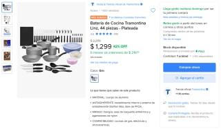 Batería de Cocina Tramontina 44 piezas por $1,299 | Mercado Libre