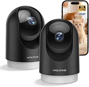 WOLFANG cámara vigilancia 2K pack 2 por 27.49€