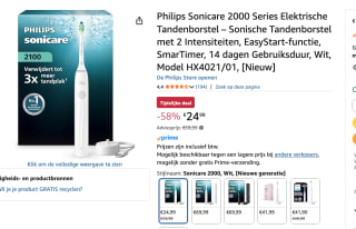 Philips Sonicare 2100 Oplaadbare tandenborstel voor €24,99 bij Amazon