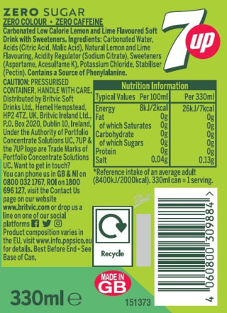 7UP Zero Lemon & Lime 24 x 330ml for £7.48 at Amazon