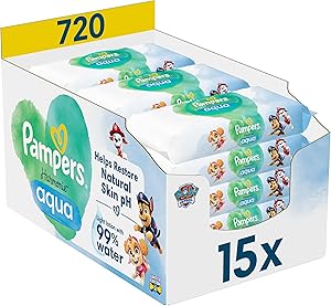 Lot de 720 lingettes pour bébé Pampers harmonie Aqua à 25,74€