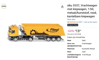 SIKU 3537, Vrachtwagen met kiepwagen, 1:50 voor €13,67 bij Amazon