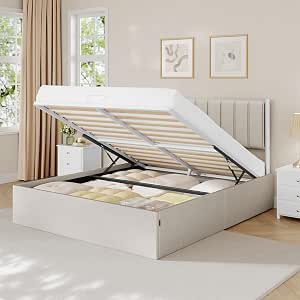 VASAGLE Estructura Cama, 160 x 200 cm, Cama Elevable + cabecero por 148,79€