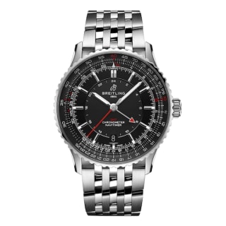 Breitling Navitimer Automatic GMT 41mm Mens Watch Black Stainless Steel MPN: A323102