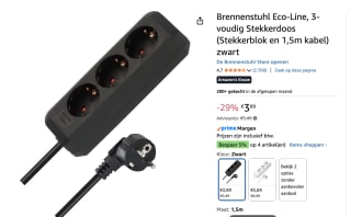 Brennenstuhl Eco-Line stekkerdoos met schakelaar 3-voudig voor €3,89 bij Amazon