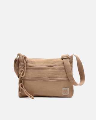 Bolso bandolera pequeño en nylon color visón por 12€