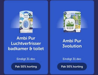 1+1 gratis op ambi pur producten + 50% cashback via Tikie