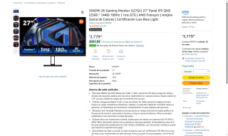 Monitor Gaming Xiaomi 27" por $2,890 | Amazon (Banorte)