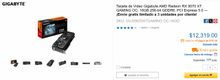 Tarjeta Gigabyte AMD RX 9070 XT GAMING OC 16GB 256-bit en $12,319 | CyberPuerta