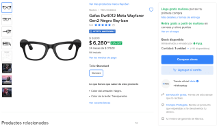 Gafas Rw4012 Meta Wayfarer Gen2 por $6,280 | Mercado Libre