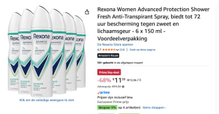 Rexona Women Deodorant Shower Fresh (6x 150 ml) voor €11,30 bij Amazon