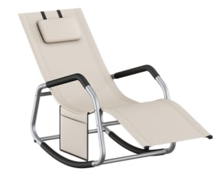 SONGMICS Mecedora Silla Tumbona Dispositivo Fijación Cojín Ajustable Beige por 46.99€