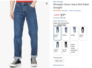 Wrangler Texas straight dark stone voor €27,88 bij Amazon