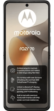 Motorola Razr 70 256GB 5G + Unlimited iD data, Unltd Mins / Txts, £26.99pm £79 Upfro