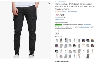 Jack & Jones Cargobroek voor €30,53 bij Amazon