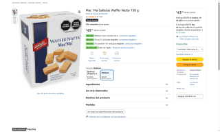 Mac´Ma Galletas Waffer Natta 150g por $28 | Amazon