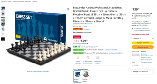 Bluelander Ajedrez Profesional magnético (25 cm) por $139 en Amazon
