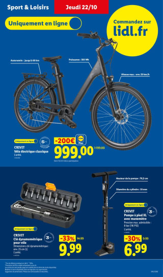Clé dynamométrique pour vélo Crivit pour 9,99€ chez Lidl