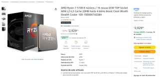 AMD Ryzen 7 5700 (8 núcleos) por $2,929 en Amazon