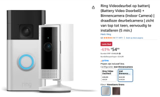 Ring Videodeurbel +Ring Indoor Camera voor €54,99 bij AMazon
