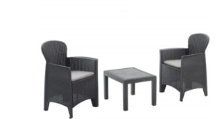 Conjunto de Jardín Mesa + 2 Sillones Akita - Antracita por 59€